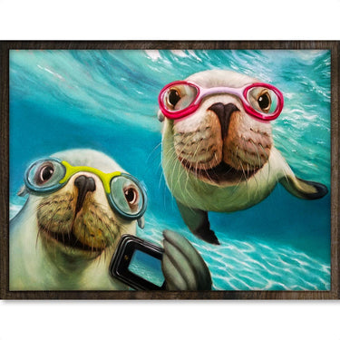 Onderwater Selfie - Diamond Painting - 30x40cm - Rond